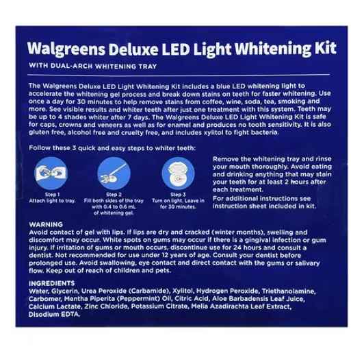 Kit de blanqueamiento dental con luz LED de lujo de Walgreens, menta***