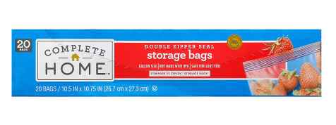 Complete Home (Walgreens) Gallon Storage Bags 20ct