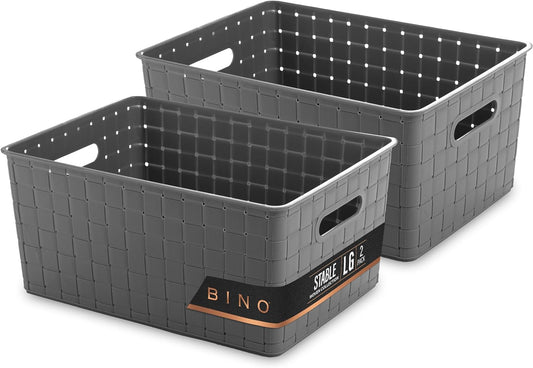 Contenedores de almacenamiento de plástico elegantes de Bino "The Grid", tamaño grande, paquete de 2