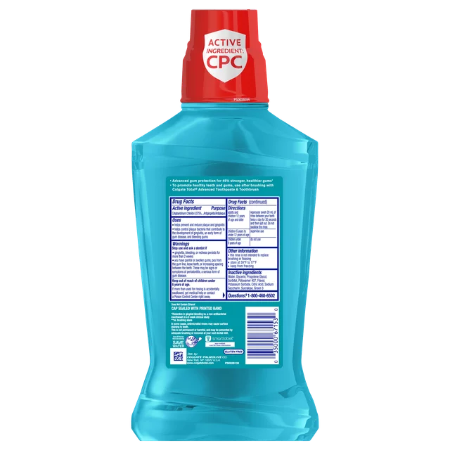 Enjuague bucal sin alcohol Colgate Total Gum Health, menta limpia, 16,9 oz