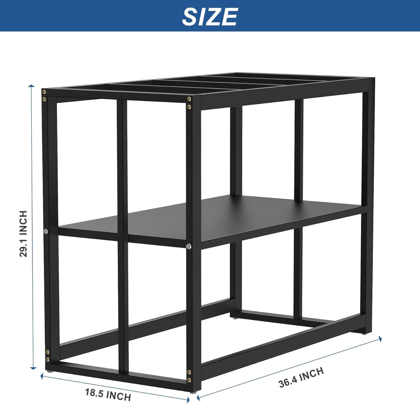 Soporte para pecera de 40 galones, pecera para tortugas, soporte de metal de doble capa para acuario con almacenamiento, terrarios para tortugas o reptiles de 36,4" x 18,5" x 29,1"