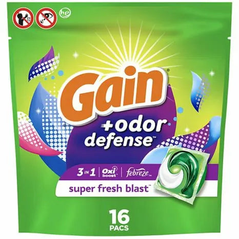 Gain Flings Odor Defense Laundry Detergent Pacs, Super Fresh 16ct