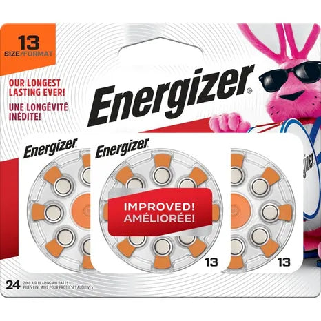 Energizer Hearing Aid Batteries Size 13, Orange Tab 24ct