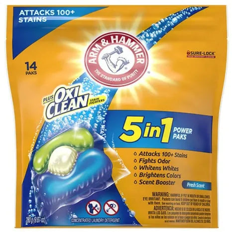 Arm & Hammer Plus Oxiclean 5-In-1 Power Paks Laundry Detergent 14ct